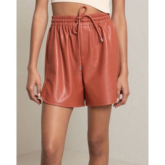 NWOT A.L.C.  Russet Vegan Leather Ryder Short SIZE M - Picture 1 of 9